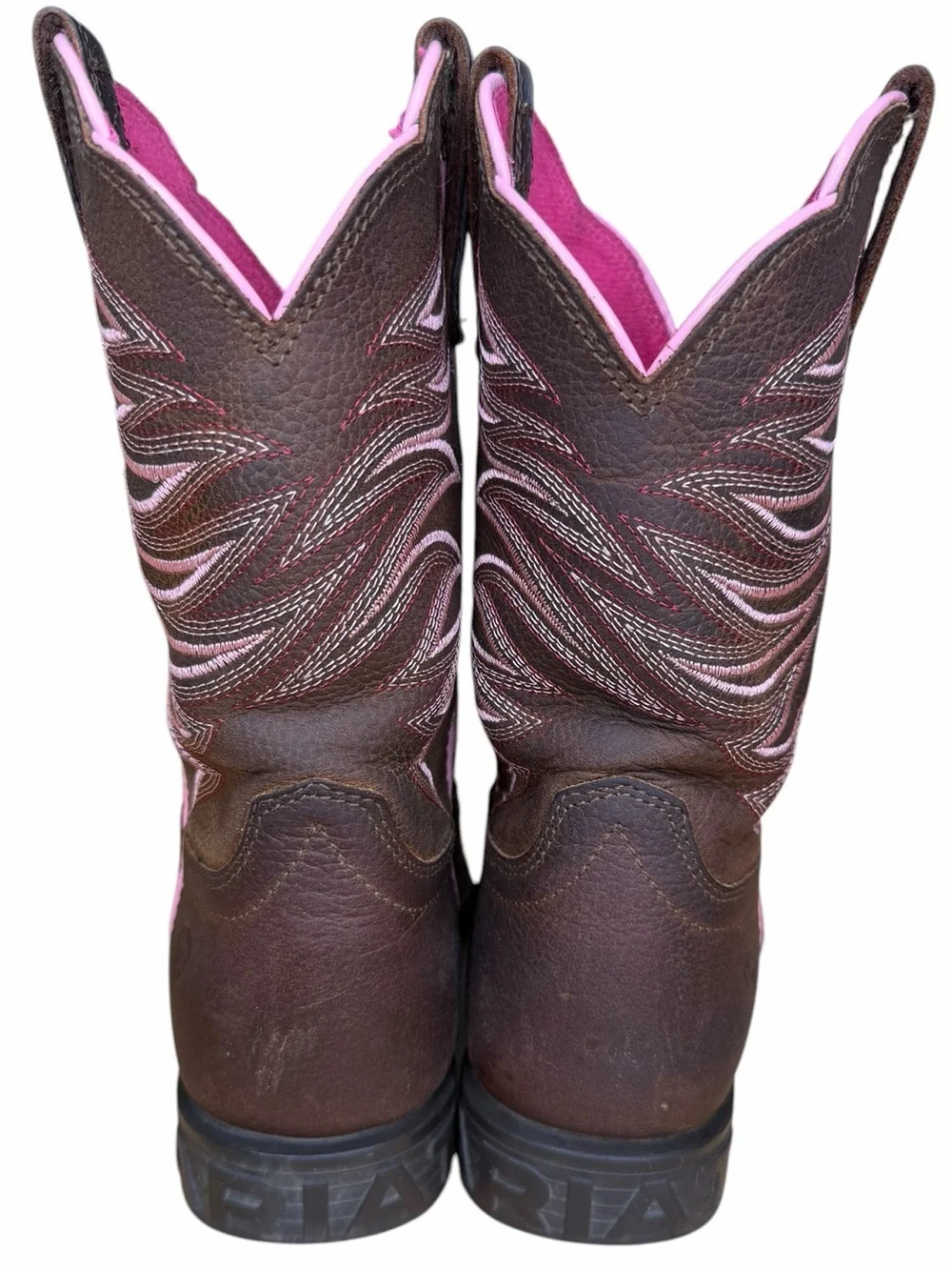 Ariat Youth Firecatcher Western Boots Brown Pink Leather Girls Size 2